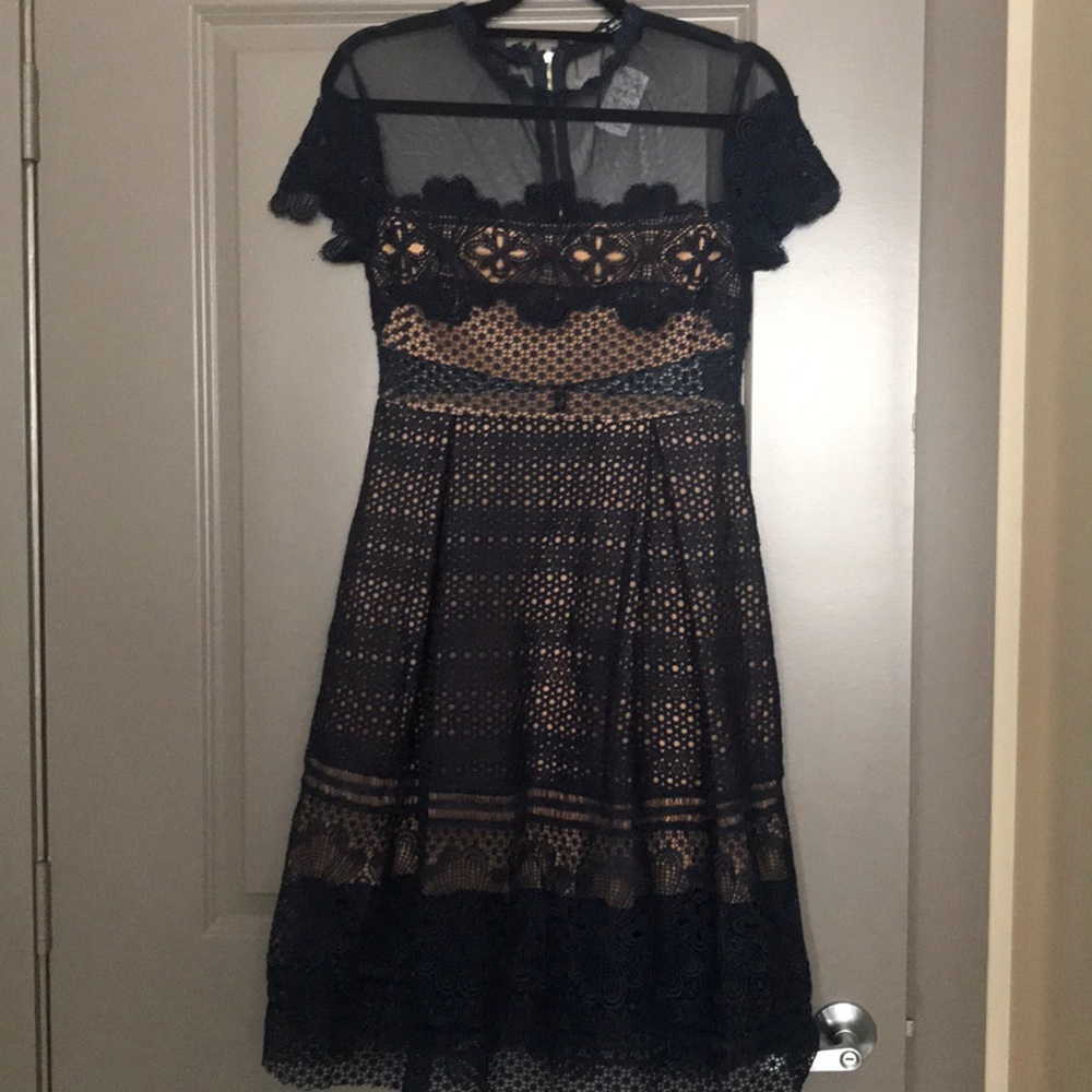 Navy blue with mesh dress